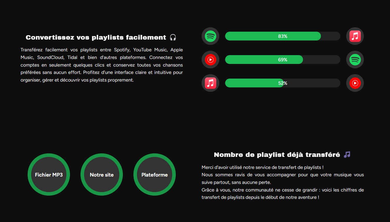 Aperçu de l'application Playlist Converter